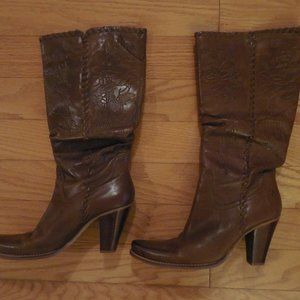 Womens Bronx Leather Western 3 1/2" Heel Boots 8